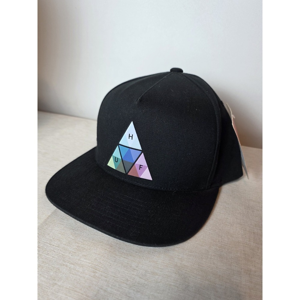 Huf Hat Sample NWT‎ Rare Triangle Rainbow Black Snapback Custom 5 Panel Osfm
